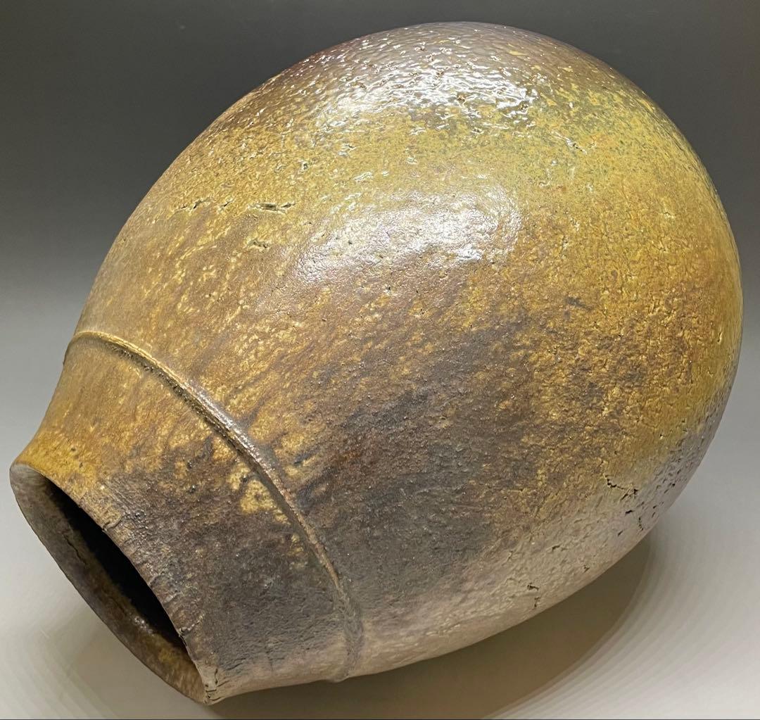 吉本正　備前花器　大作 　32cm 　共箱(四方桟盛蓋) 　共布　栞　Y2