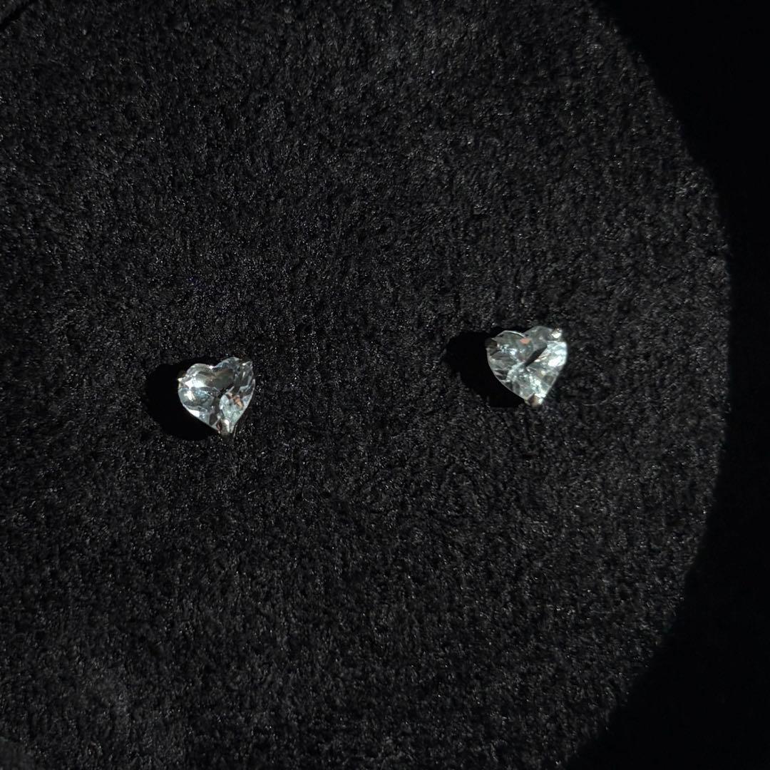 ❤️キラキラアクアマリン❤️新品未使用　ハート　一粒ピアス　pt900 0.7ct