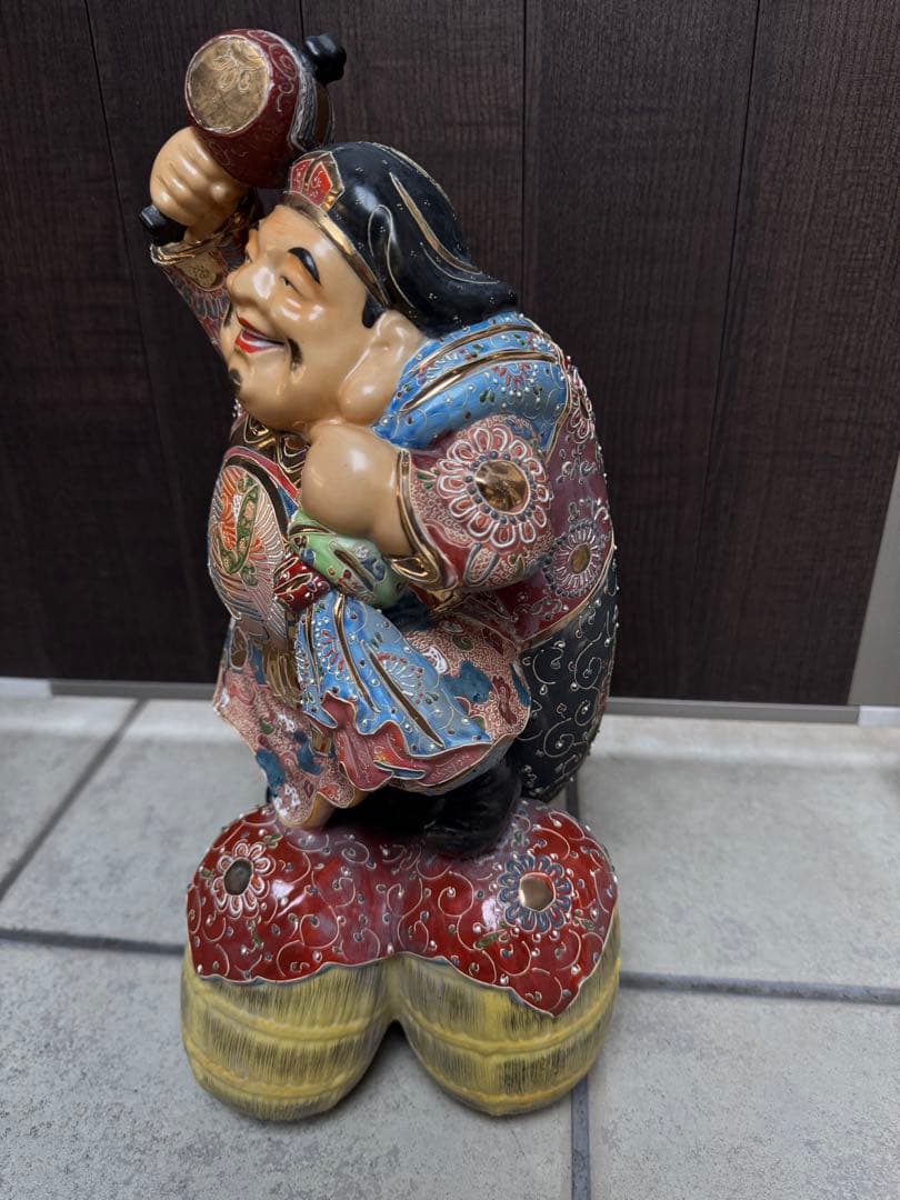 九谷焼 大黒天 置物 七福神 古美術品 金彩 骨董品 アンティーク　縁起物