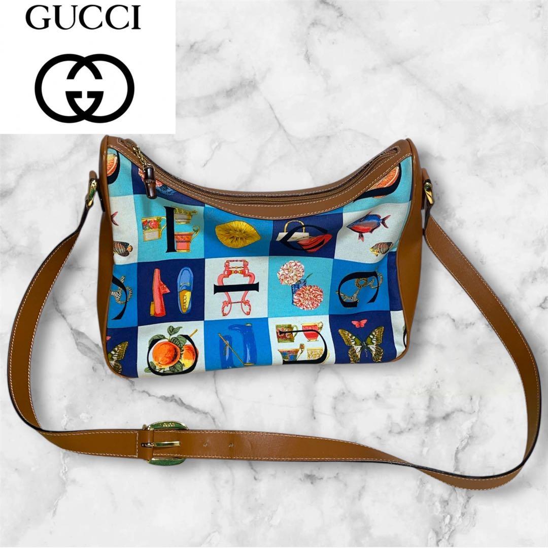 【激レア】GUCCIオールドグッチ シモ ショルダーバッグ バンブー レザー