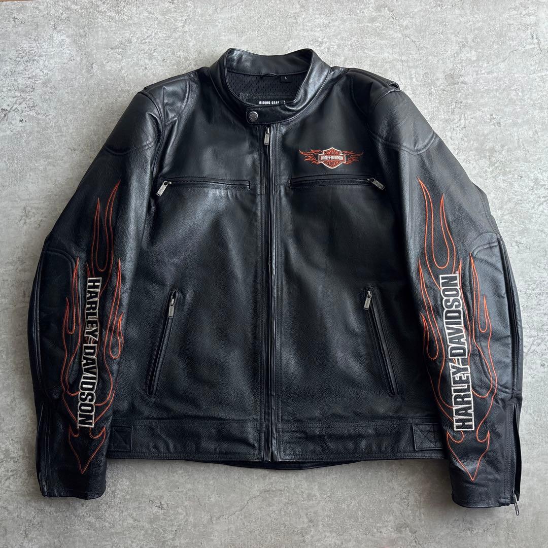 HARLEY DAVIDSON【L】本革 レザー ライダースジャケット ブラック