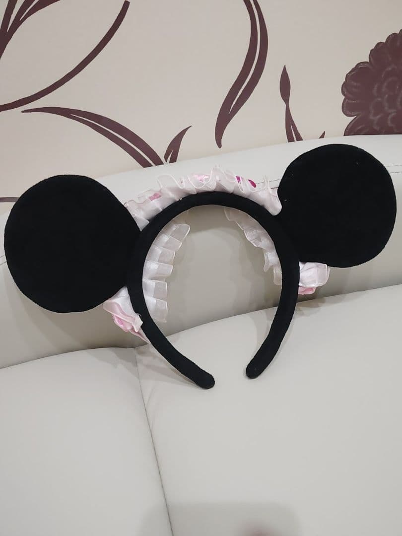 ♡廃盤 ディズニー ミニー カチューシャ 薔薇 ローズ レース リボン 花♡
