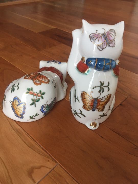 伊万里 招き猫&眠り猫 セット☆骨董品☆中古☆送料無料