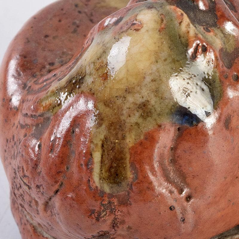 茶道具　尾形乾山作　色絵　獅子香合　時代箱　V　8816