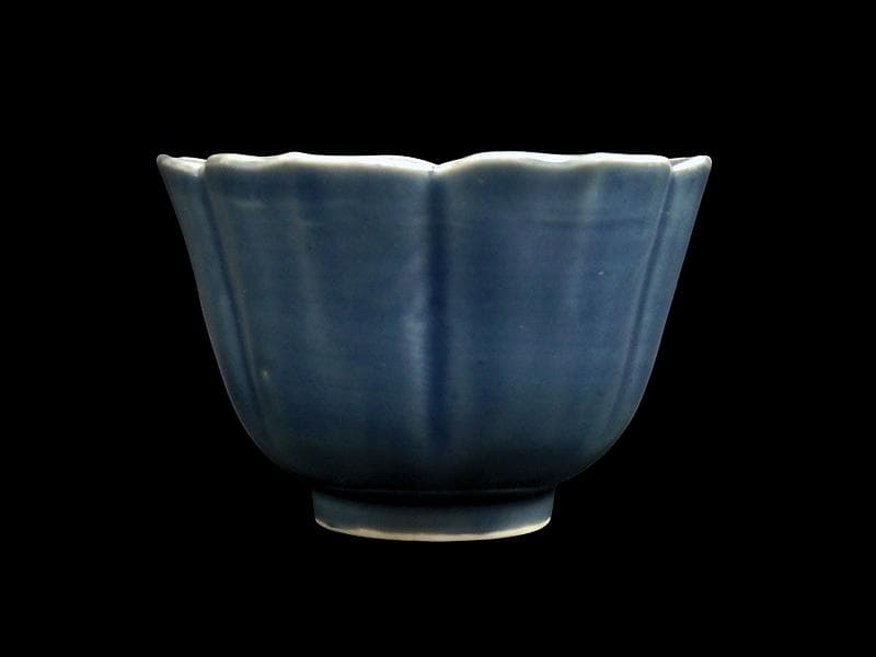 古伊万里　瑠璃　輪花向付　F477AS-DBo