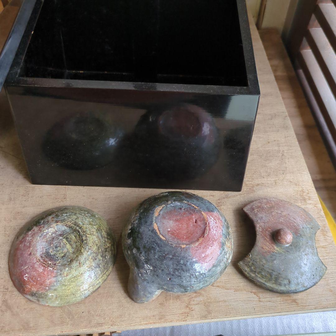 骨董 たんころ 灯火器 灯り 木製台 陶器 いろいろ 木箱