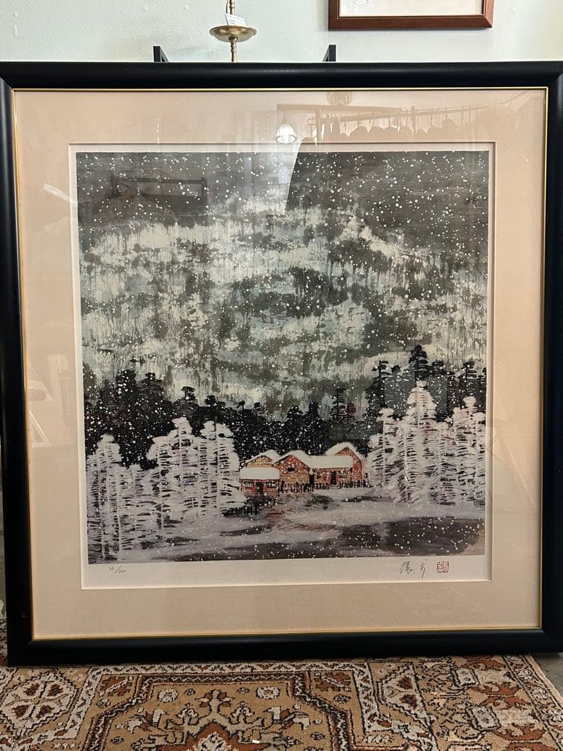 チャンプー　張歩　リトグラフ　中国人画家・張歩「冬」61/￼200