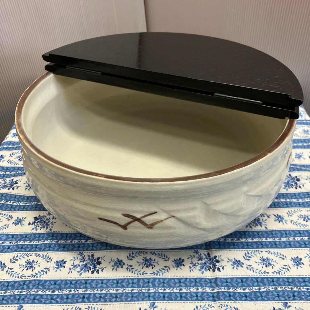 骨董品　茶道具　水差　志野平水指　掻合塗割蓋　加藤五陶　造　共箱　S460HMS
