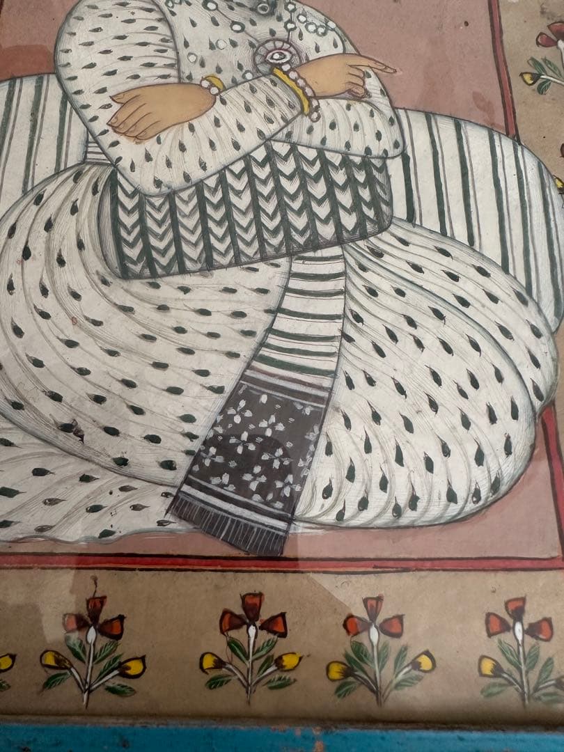 絵画 アンティーク ハンドメイド　インド　　マディー シンブロックプリント