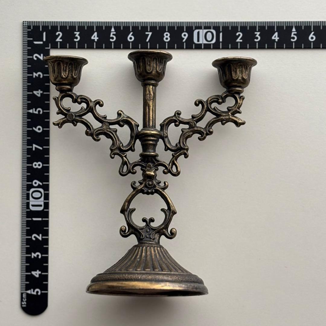 【イギリス】ヴィンテージ キャンドルホルダー ブロンズ ゴールド3灯 ブラス