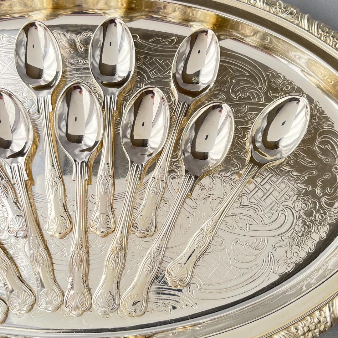 【英国】 キングスパターン ティースプーン 12本【シルバープレート】12cm