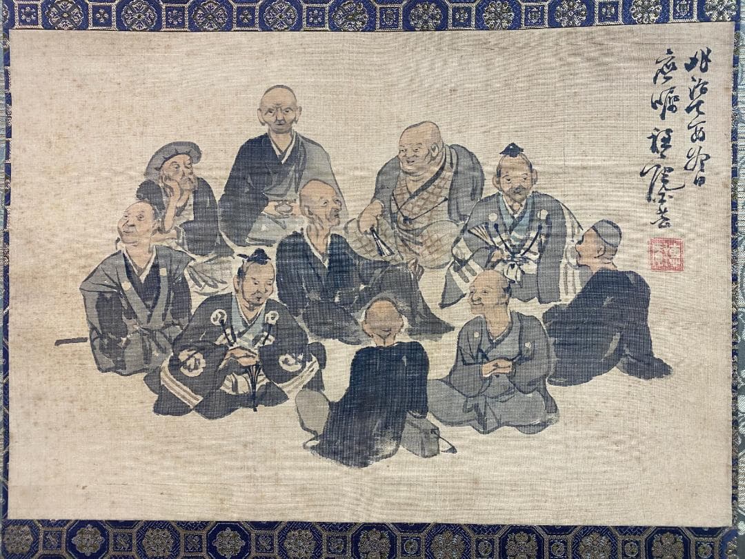 平福穂庵『芭蕉十哲図』平福百穂の父 秋田画家 幕末明治期 円山四条派 掛軸