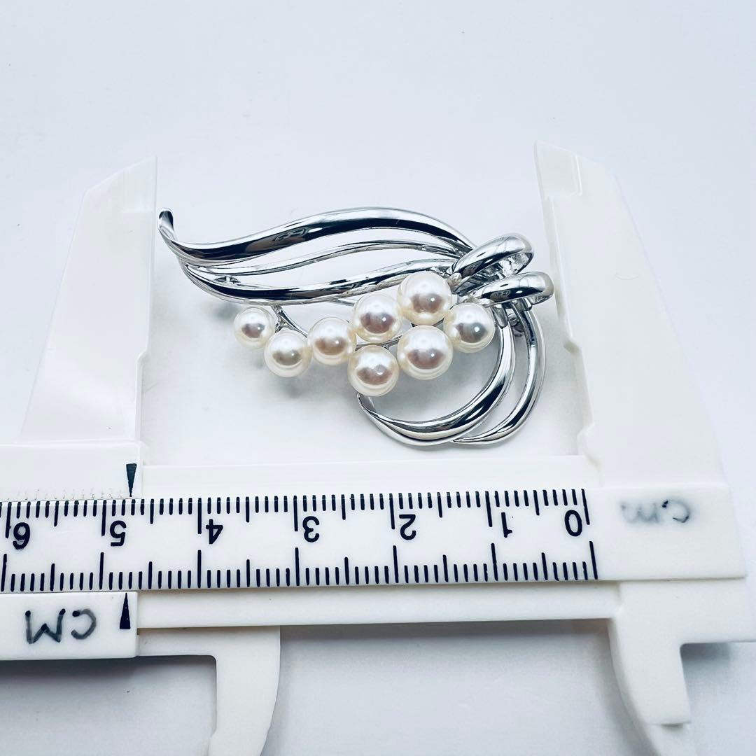 超美品　ミキモト　アコヤパール　8粒　6mm-5mm シルバーブローチ M刻印