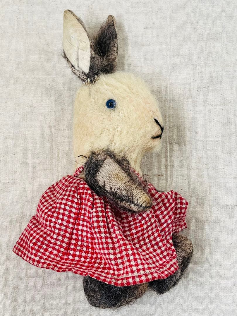 アンティークヴィンテージ英国製小さなうさぎバニーぬいぐるみテディベアビスクドール