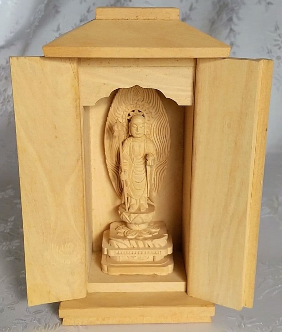 地蔵菩薩立像【極小】#400 厨子入り 木彫 仏像