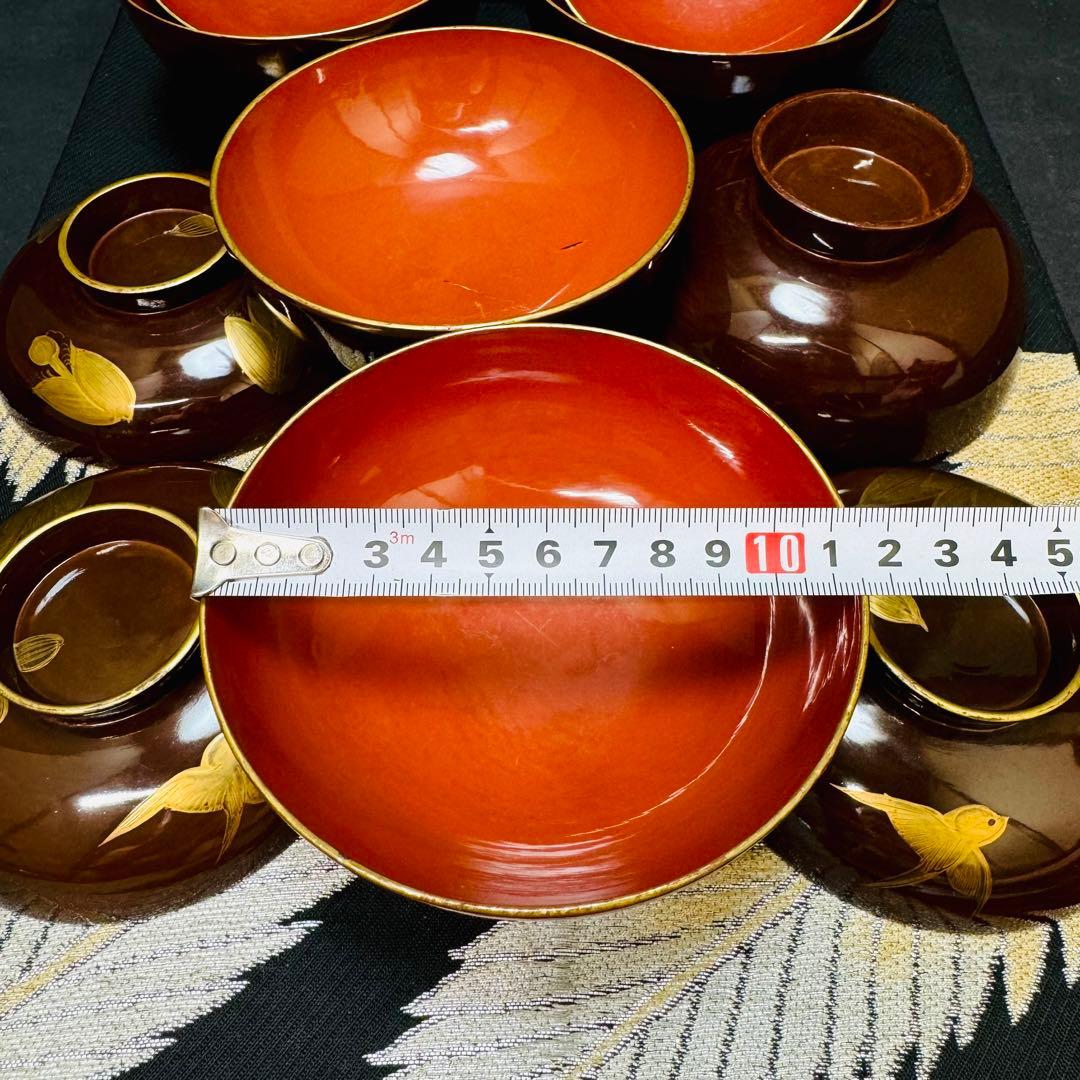 漆器　輪島塗　蒔絵　沈金木製　蓋付椀　お煮物椀　吸物椀　5客　骨董品