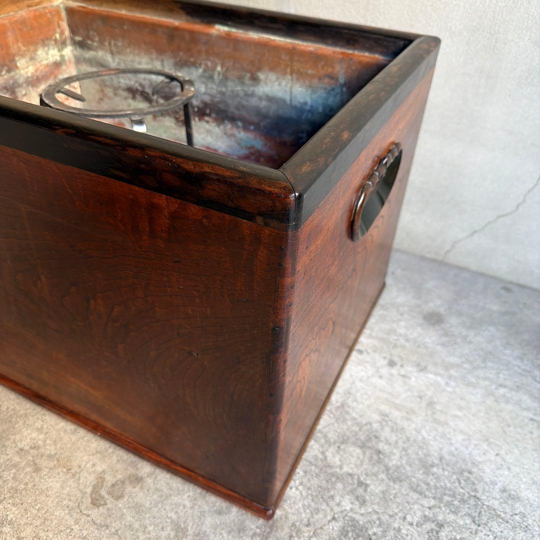 当時物　関東火鉢 欅 長火鉢　欅　黒柿　猫板　時代家具　アンティーク