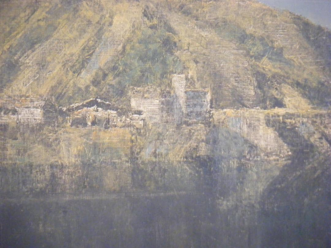 【真作】絵画　本荘赳　油彩10号　丹沢湖　春陽会　美情景　名品　O186