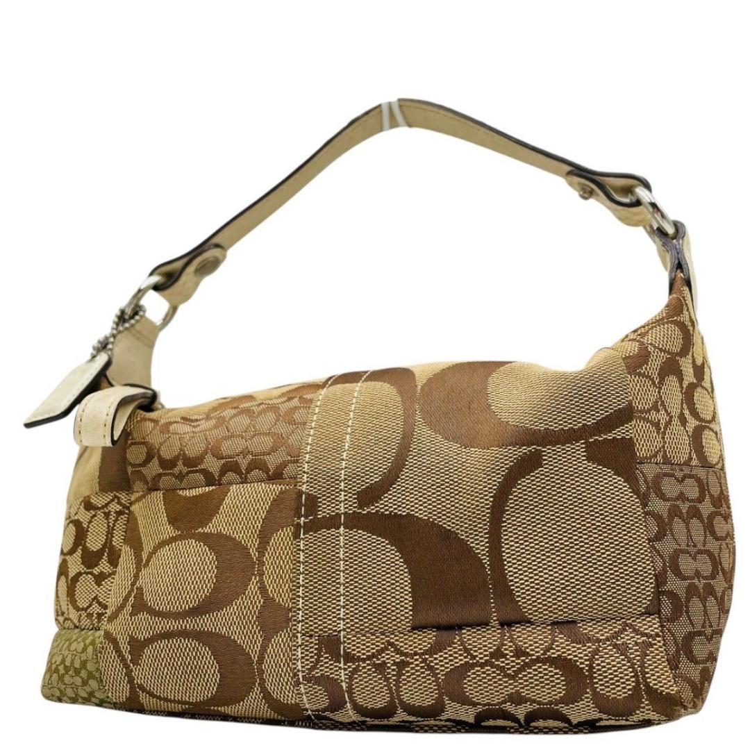 美品 コーチ ハンドバッグ アクセサリーポーチ キャンバス ブラウン 1491