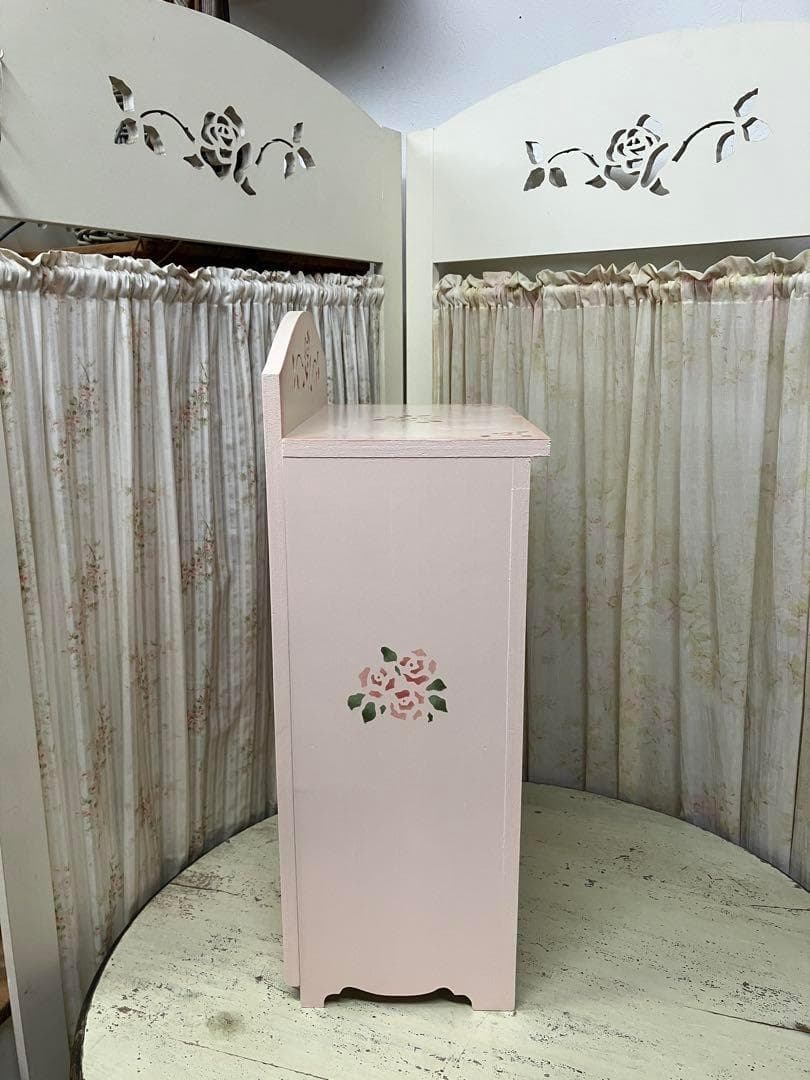 &ねこ大好きさん専用纏め　薔薇のカット&ステンシルピンクの木製2段とスリムラック