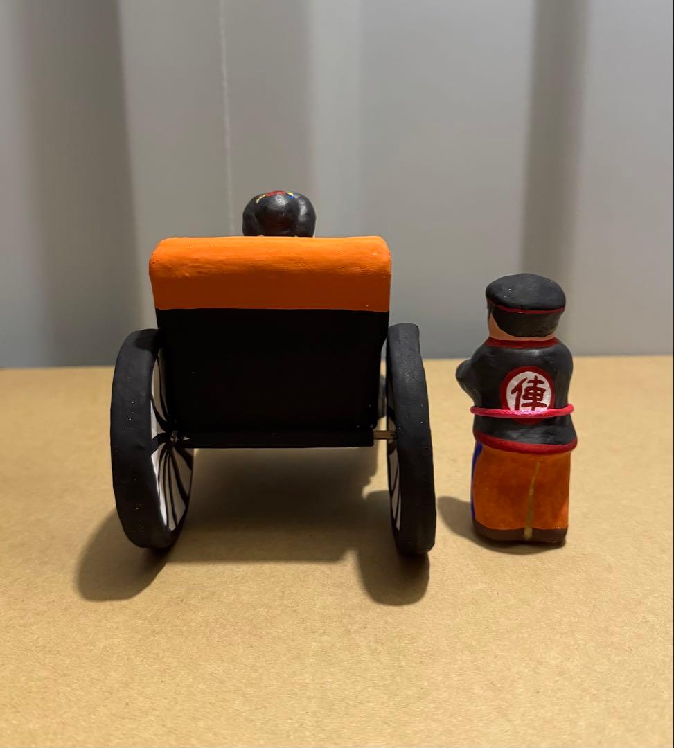 長門張子　南蛮婦人　車夫　人力車　張子　民芸品　郷土玩具
