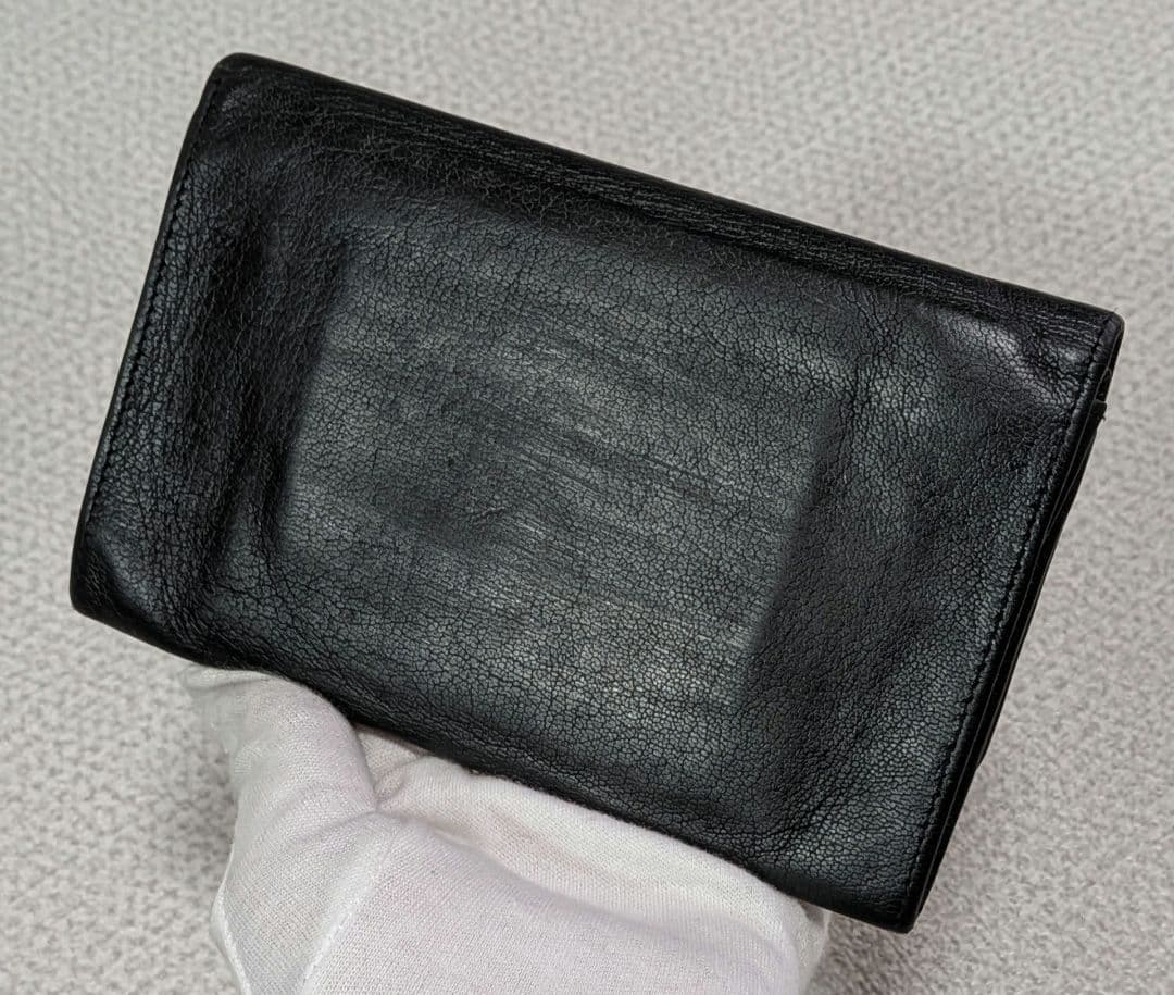 シャネル　ミニ財布　シルバーココ　カーフスキン 黒　ショルダー　カードケース