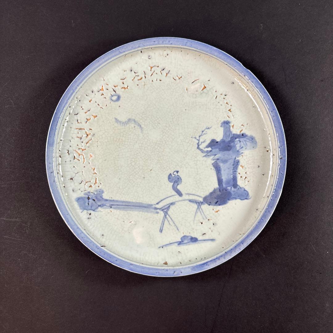 46 タナカ様　値下げ　伊万里　人物　山水　染付　皿　飾り皿