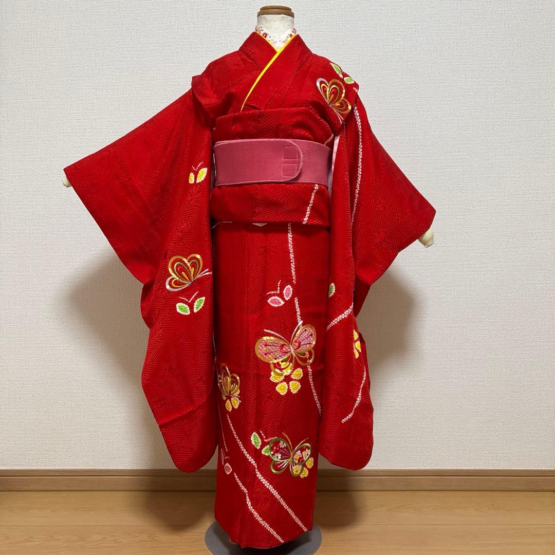 七五三　正絹　着物、長襦袢　7歳　お正月