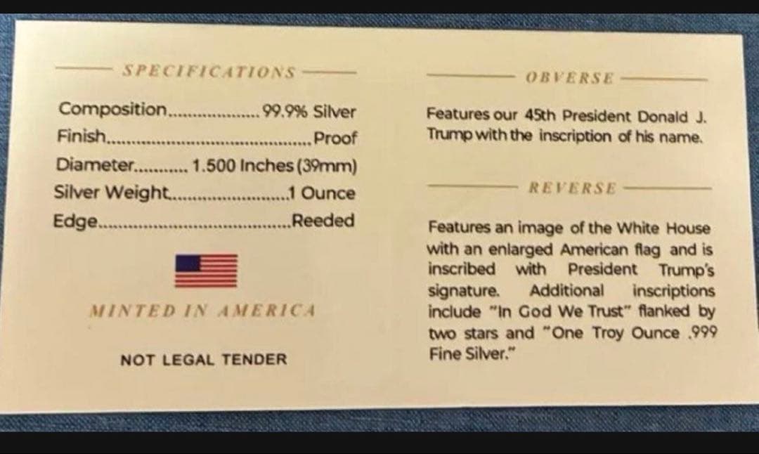 トランプ2024年記念純銀2枚 ケース入り　銀価格最高額に‼️2%オフ価格