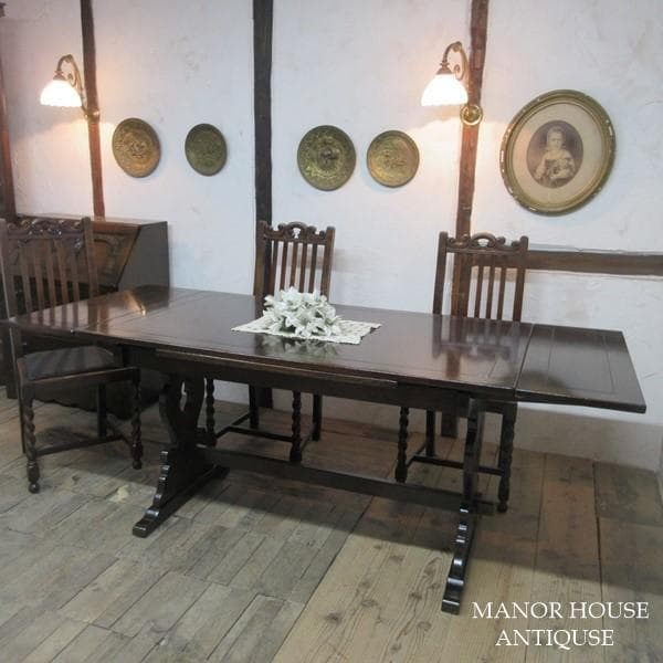 イギリス アンティーク 家具 ダイニングテーブル ドローリーフ 英国 6986c