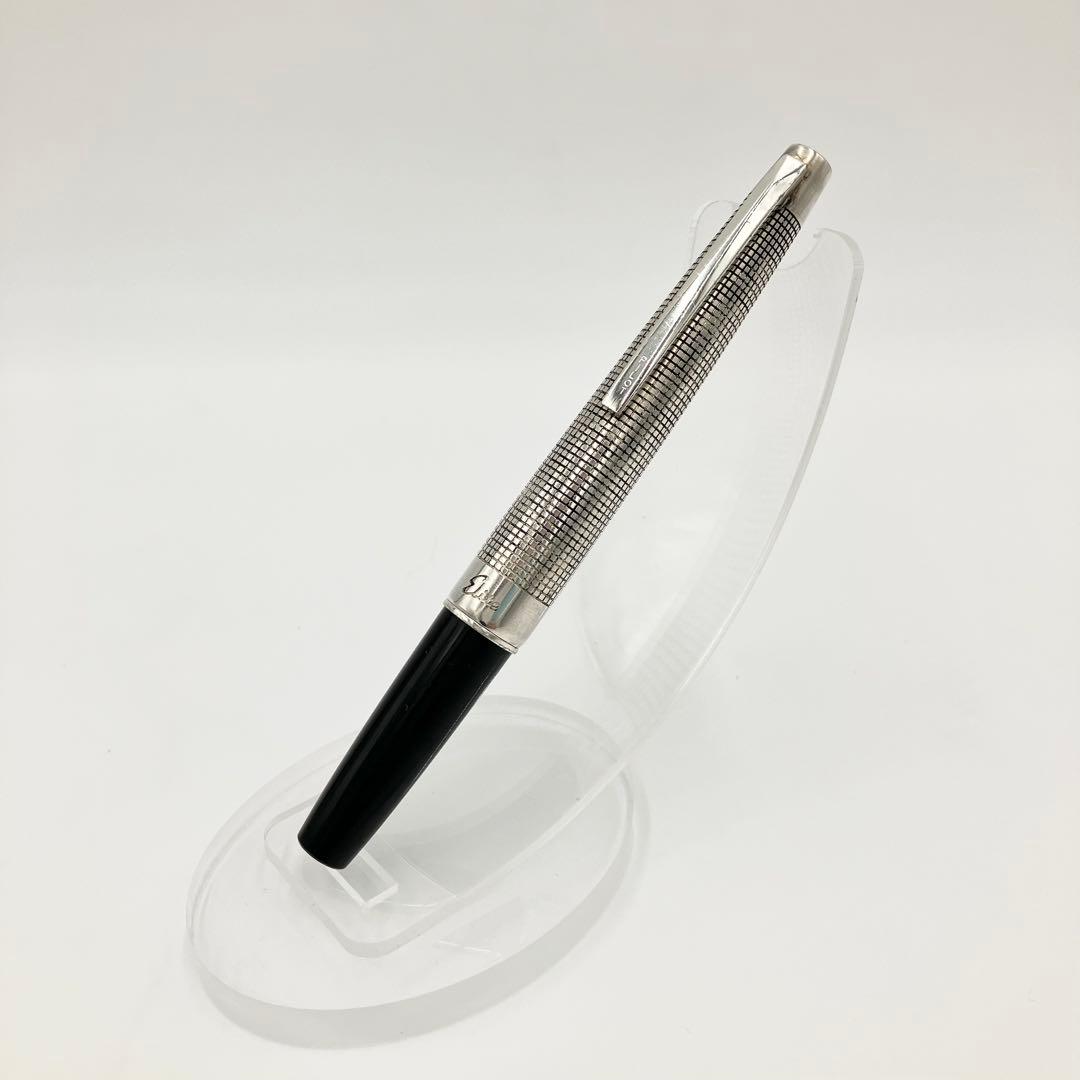 パイロット 万年筆　エリート 18KWG シルバー　格子　チェック