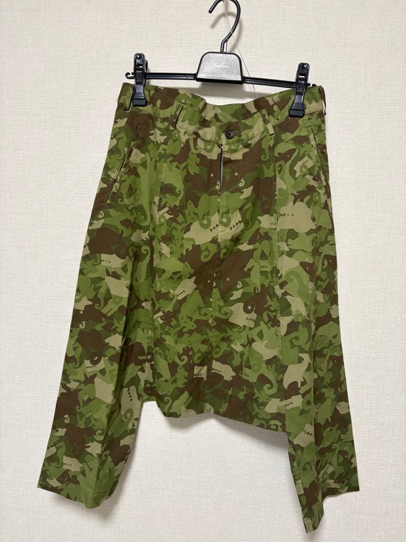 ブラックコムデギャルソン サルエルパンツ 迷彩 動物