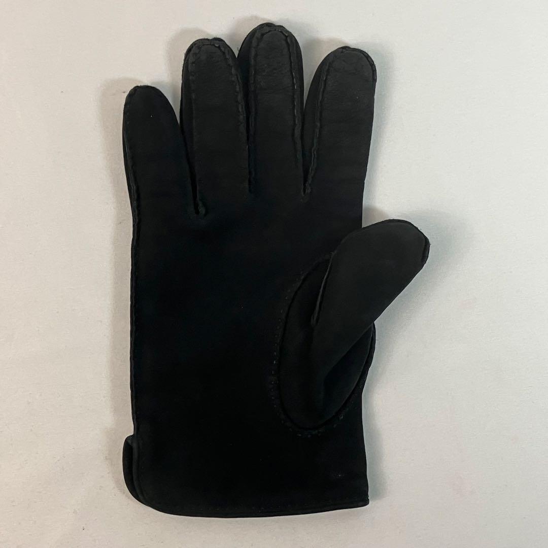 【未使用級】HERMES エルメス　最上級カシミア スエード　手袋　Hロゴ　黒