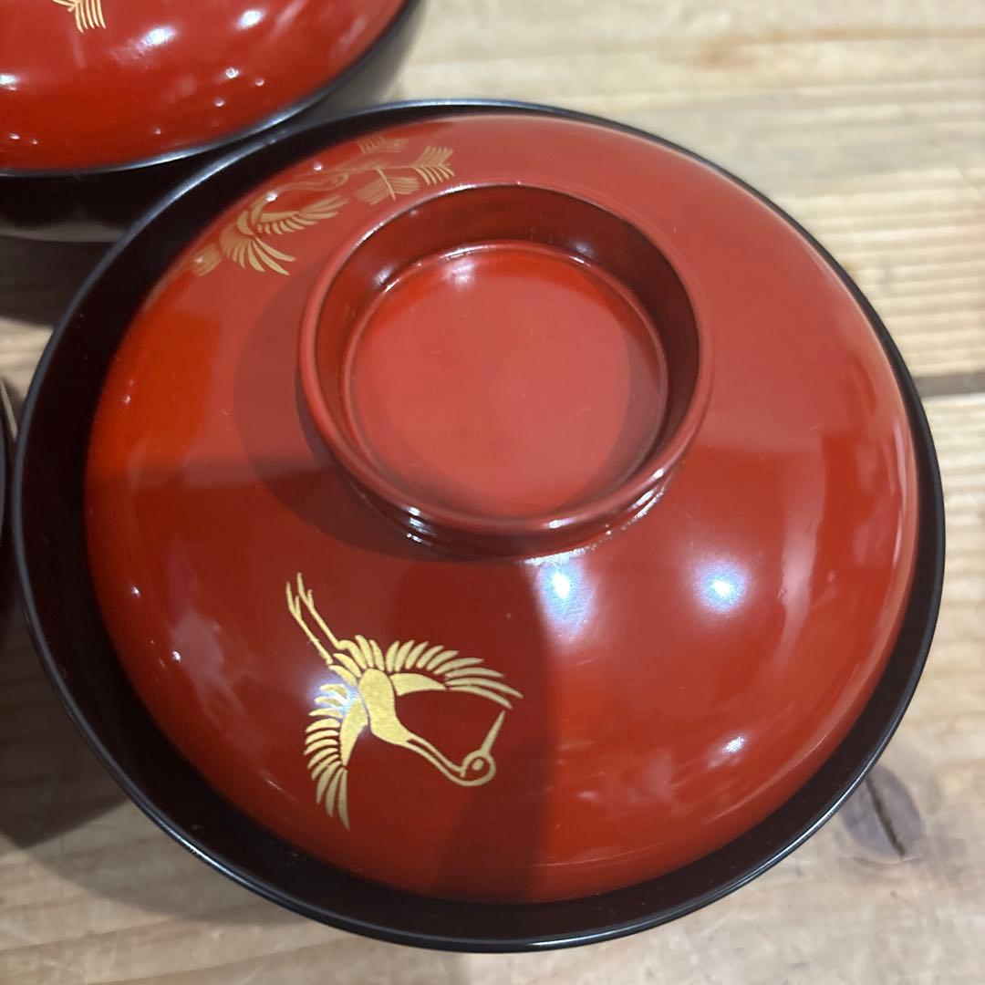 松花堂写 吸物椀 五客 鳳凰蒔絵 松美堂造（大阪 淀屋橋）共箱付き 茶道具