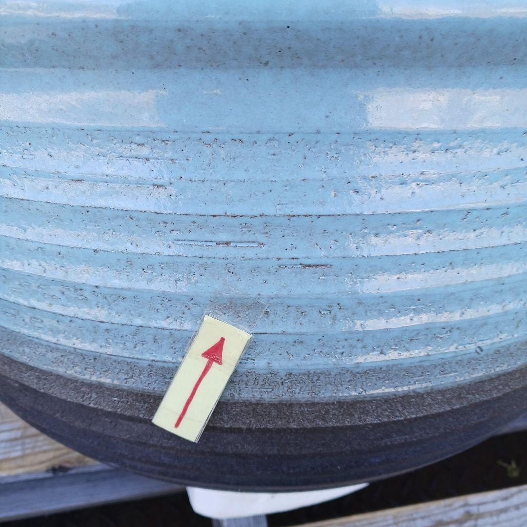 新品　特大50　陶器　睡蓮鉢　メダカ鉢　難有　ラリマーブルー　スカイブルーLWC