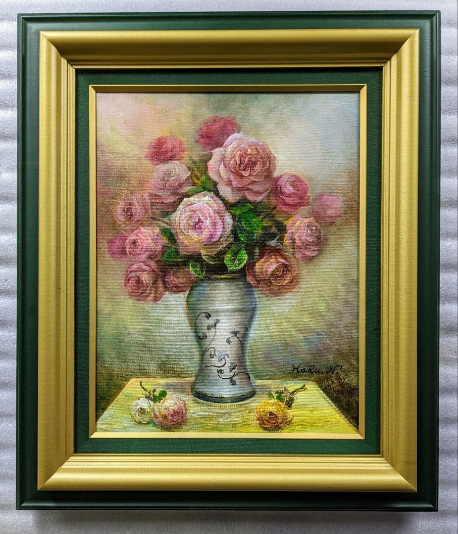 画家haru　油彩画☆F６号★薔薇★　真作、原画、一点物。