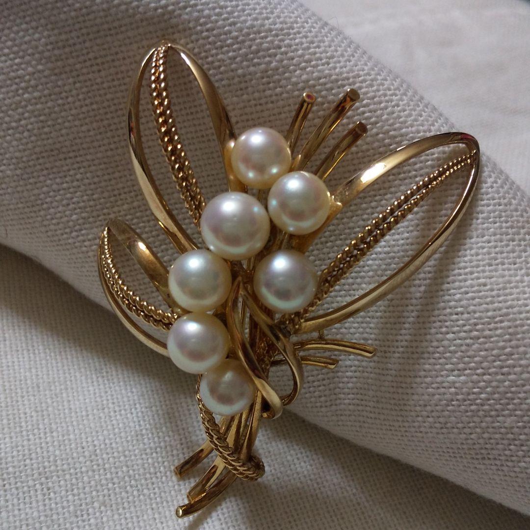 ミキモトアコヤ真珠パールK14ブローチ16,9グラム