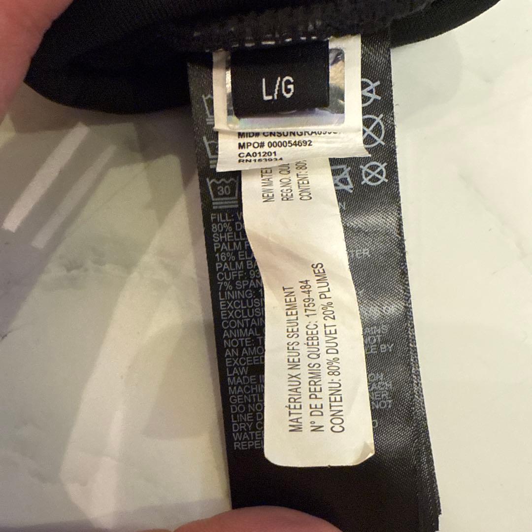 ブラック キルティング手袋 L/G