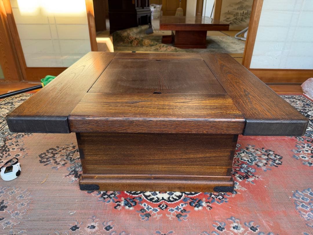 天然木 無垢材 囲炉裏 座卓 火鉢 ローテーブル ちゃぶ台 座敷机 和家具 灰有