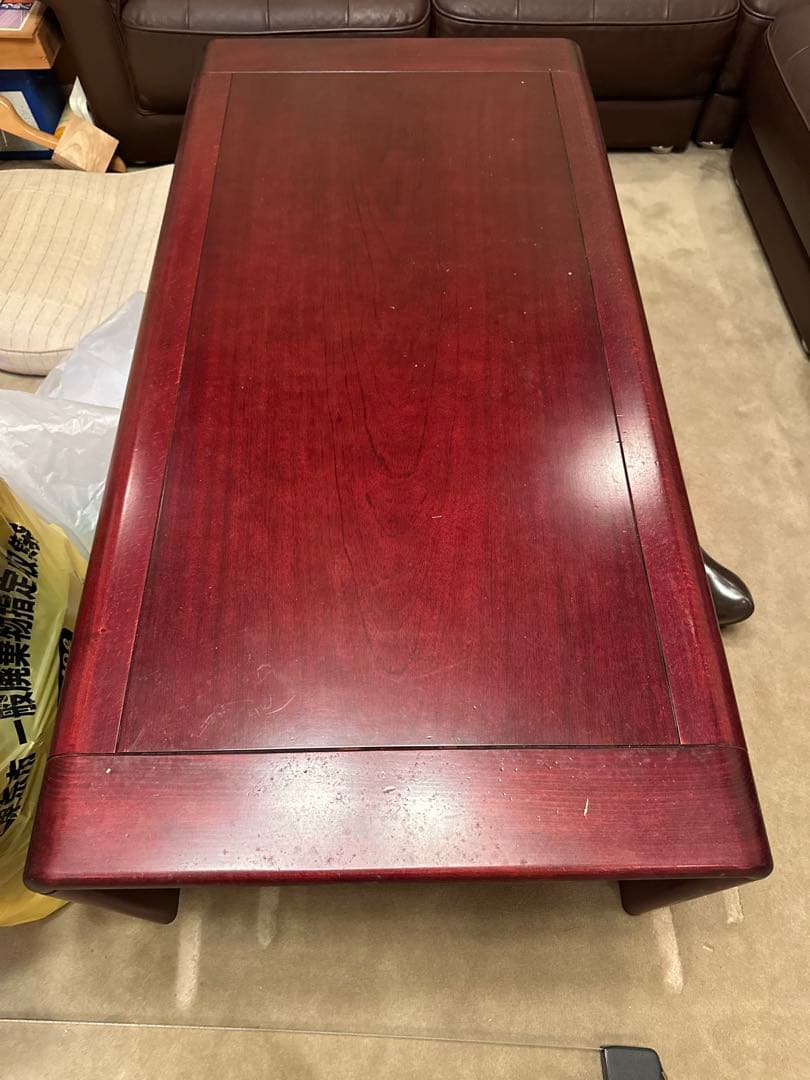 【お値下げ！超美品！たのメル便で発送】カリモク　木製ダークブラウン座卓 収納付き