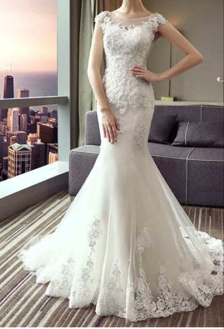 ウェディングドレス マーメイド　レース　S〜M