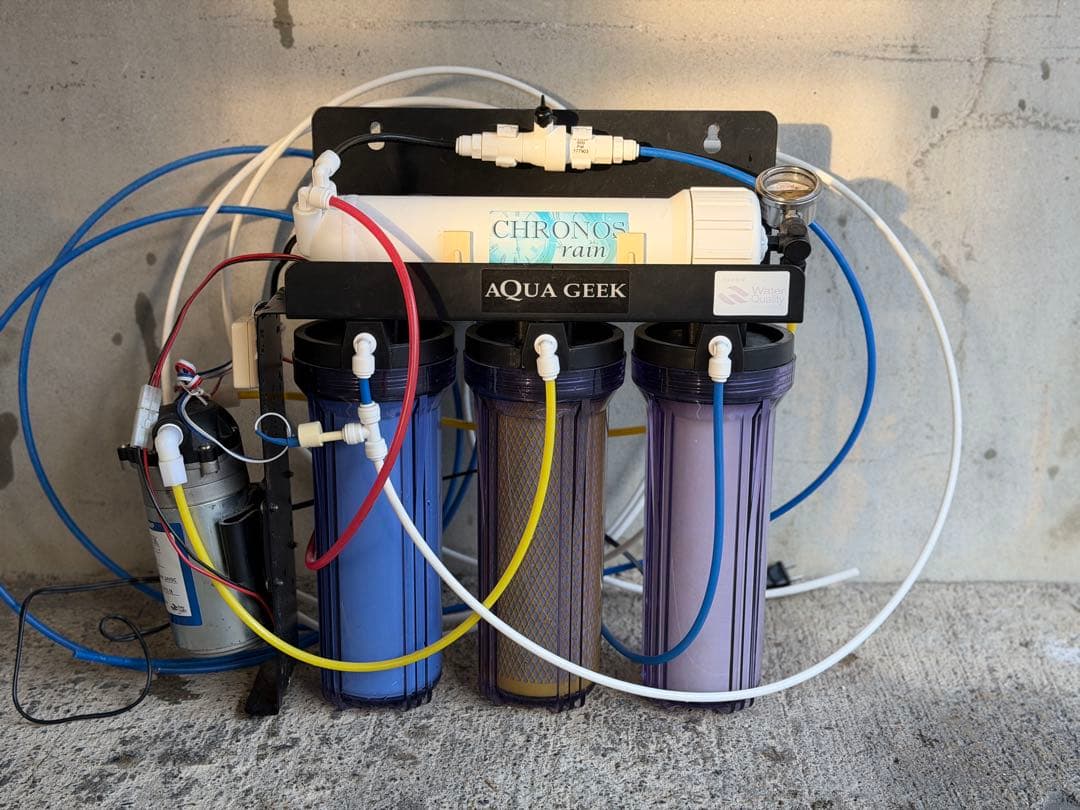 クロノスレイン アクアギーク RO浄水器 説明書、箱あり 加圧ポンプ付き RO水