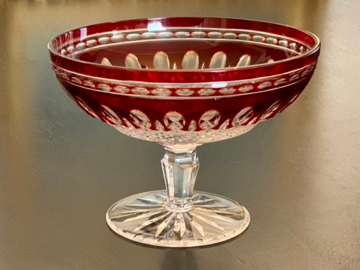 ELBE クリスタル　レア　クラレンドン ルビー ラウンドコンポート