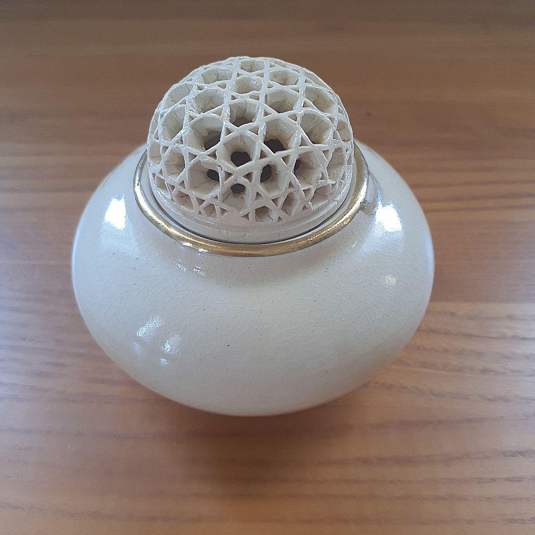 薩摩焼江月窯新妻守作　花柄香炉 陶器製 木箱付き