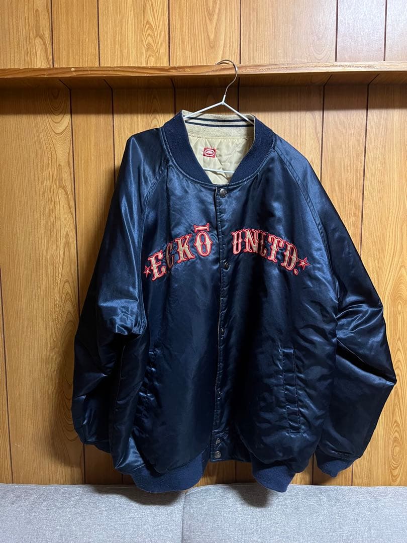 b系　ECKO UNLTD ネイビー ベージュ リバーシブル　ジャケット