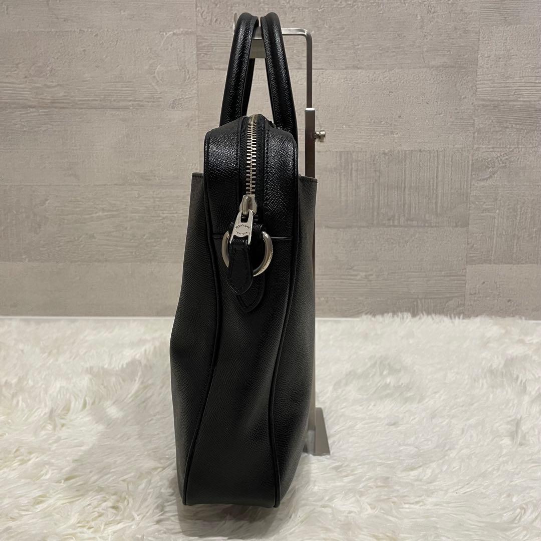 コーチ 2way オールレザー ベケット ブリーフケース ブラック シルバーロゴ