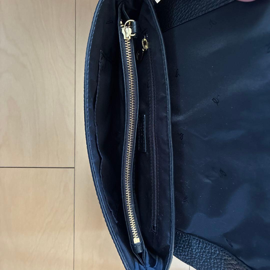 アニエスベー　ショルダーバッグ　黒　シボ革