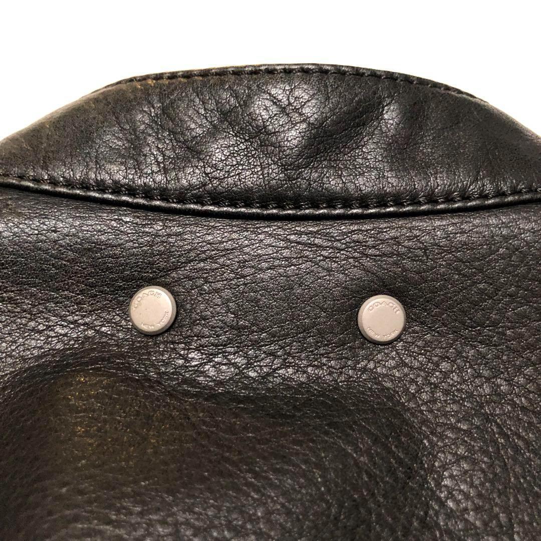 ★美品★コーチ シングルライダースジャケット シボ革 メタル スナップ ジップ