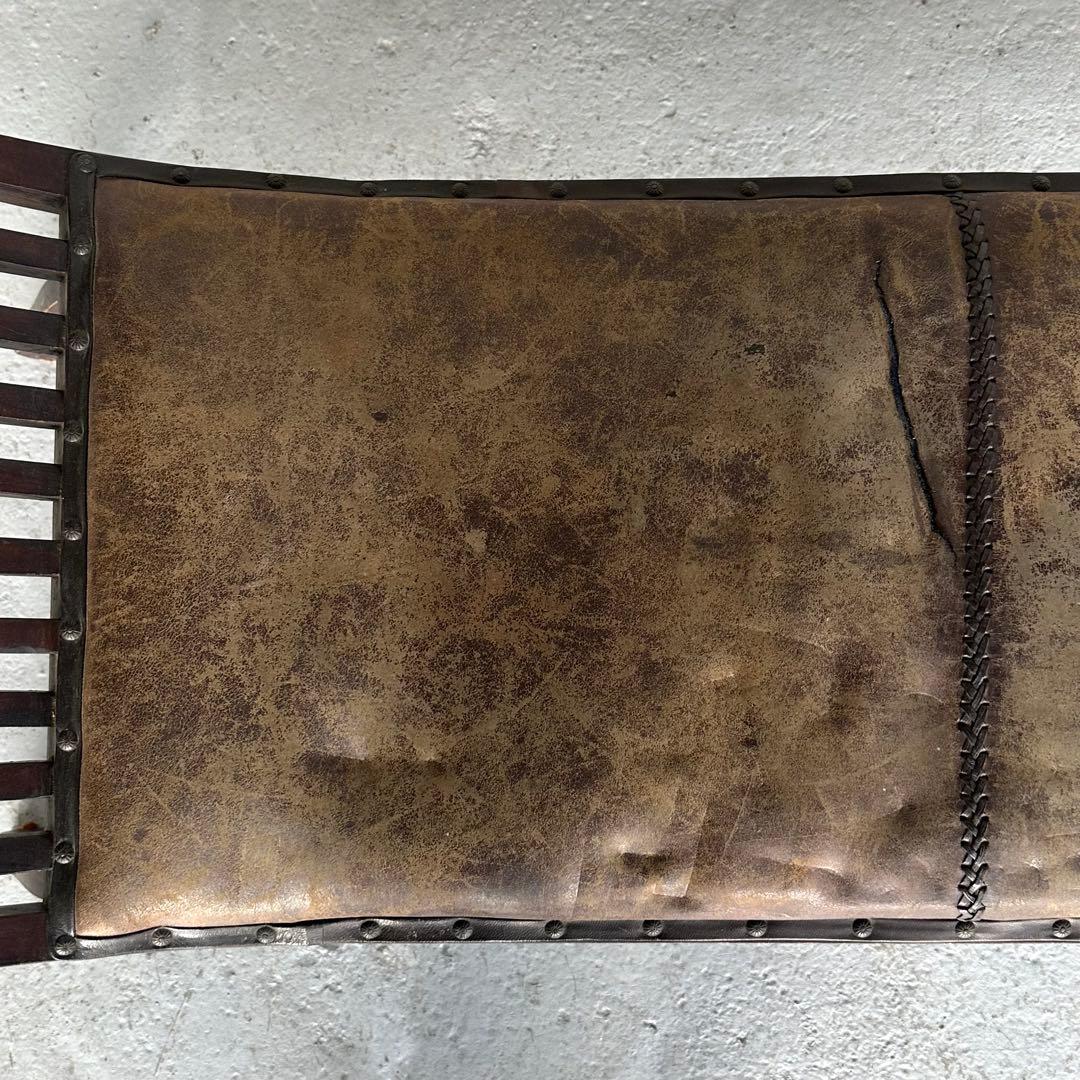 ★カルティニベンチ★ 鉄鋲 本革座面×ウッドフレーム ミッドセンチュリー