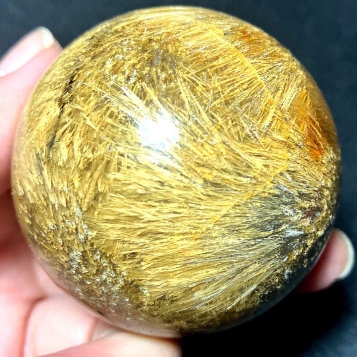 50mm ゴールドルチルクォーツ　丸玉　スフィア　金針水晶